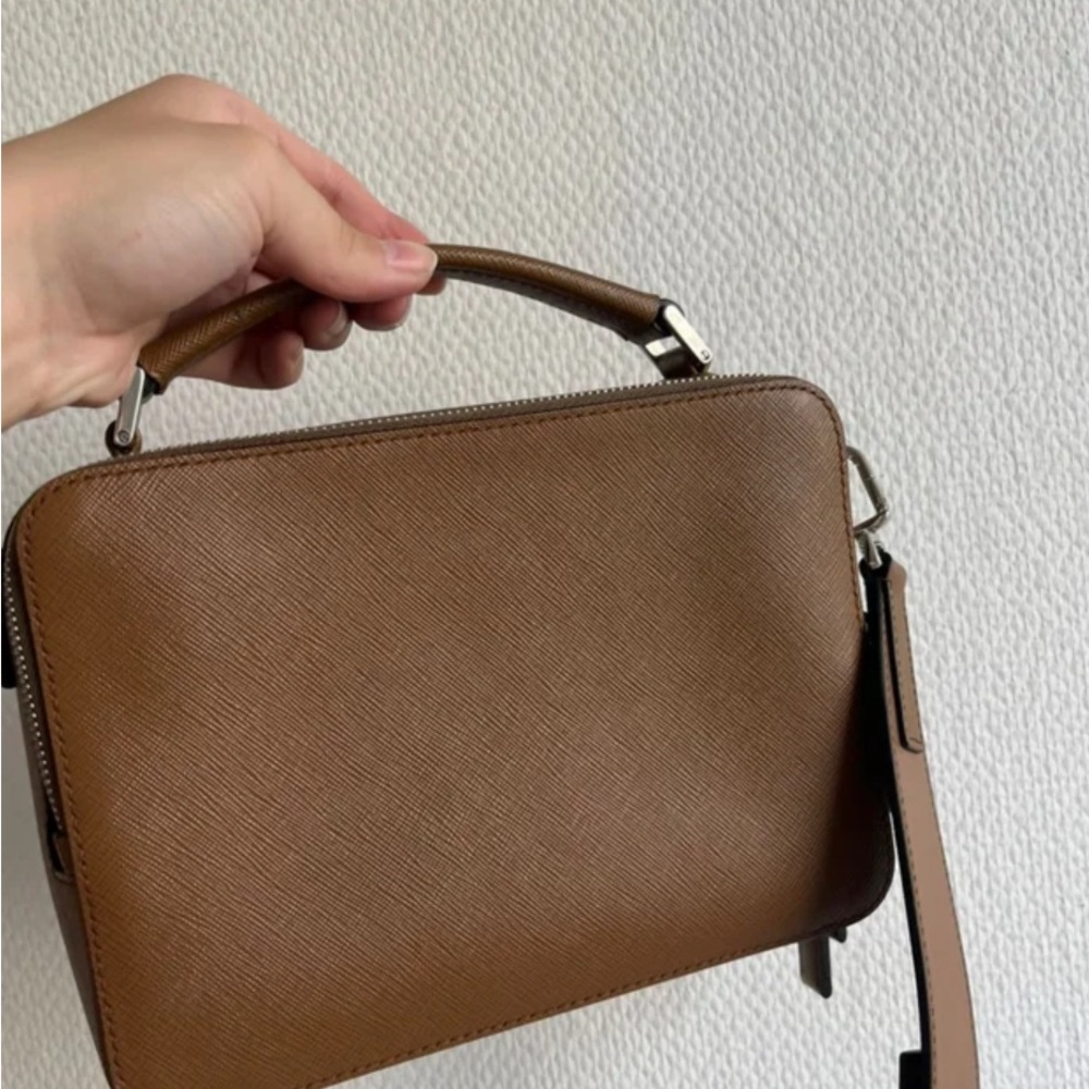 Prada Saffiano Leather Brique Bag Collection - Black, Brown, Gray, Blue - Picture 6 of 12
